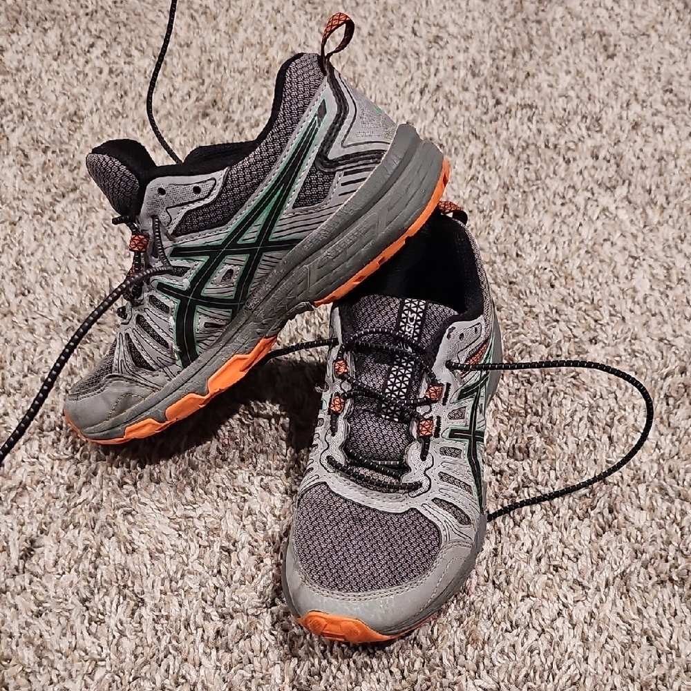 ASICS Men's Gray and Orange Running Shoes